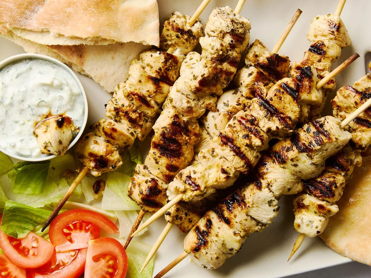 Souvlaki - grilled meat in pita with tzatziki (Athens, Greece)