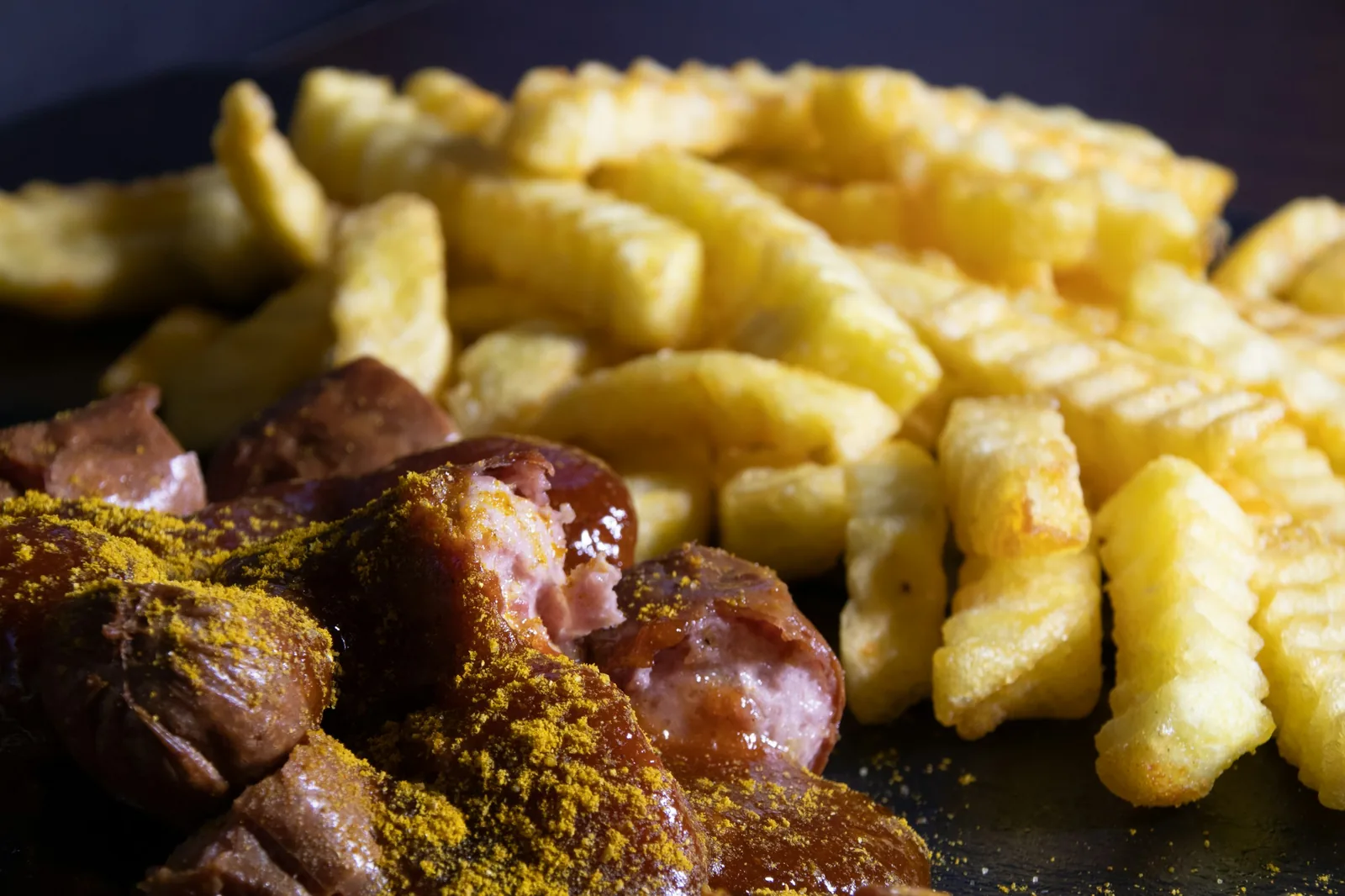 A plate of currywurst (Berlin)
