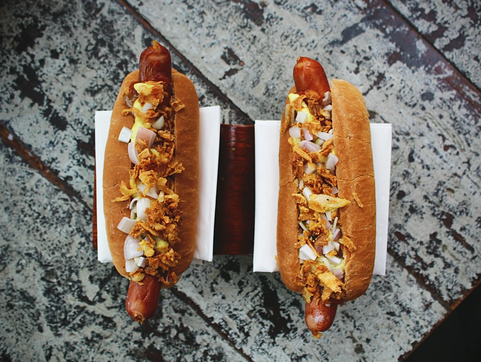 Pylsur - Icelandic hot dog with onions, mustard and remoulade (Reykjavik, Iceland)